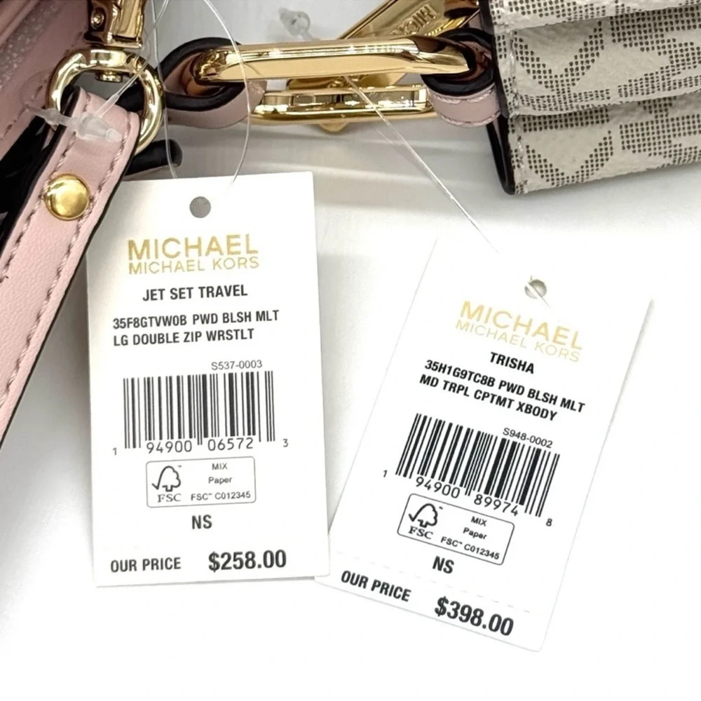 Michael Kors Trisha MD Triple Compartment Xbody Bag & Double Zip Wallet Set
